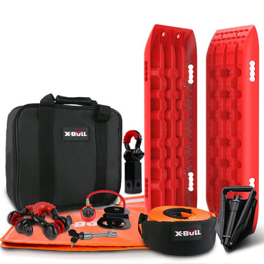 Buy X - BULL Winch Recovery Kit Snatch Strap Off Road 4WD with Recovery Tracks Gen 2.0 Boards RED - Mud Tracks